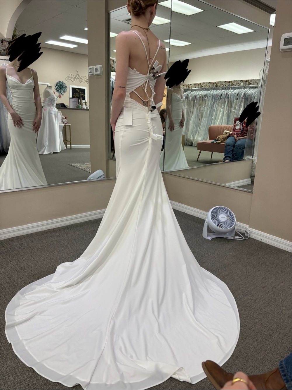 Backless Ivory Satin Mermaid Wedding Dress with Train
